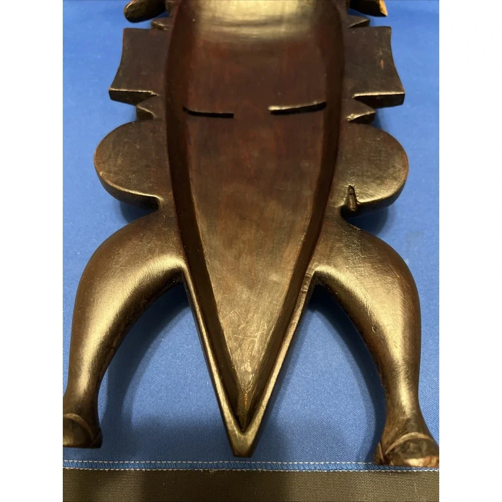 Vtg Hand Carved African Tribal Senufo Kpelie Mask Wood 16x7